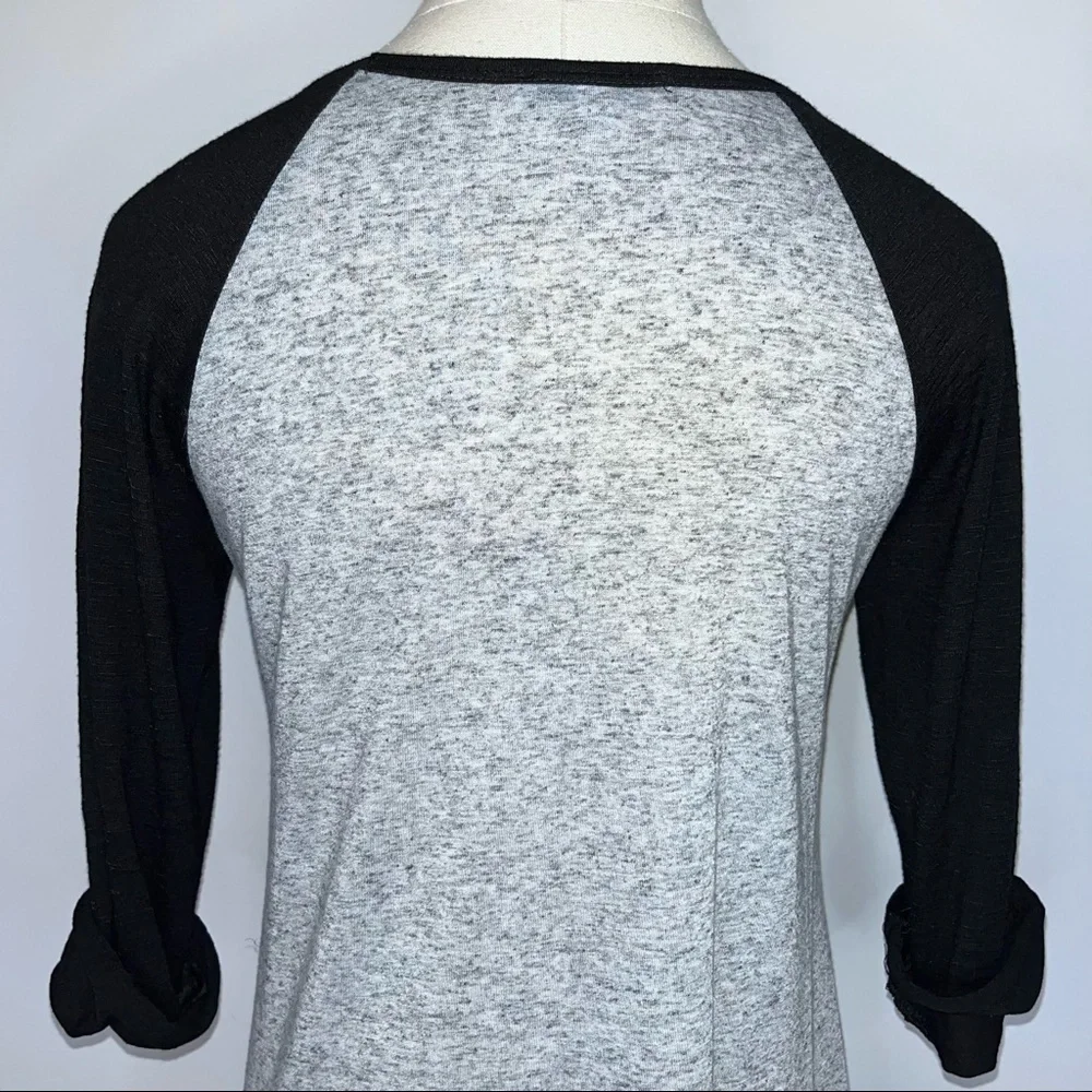 MOA MOA Gray Black Crew Neck Raglan Shirt Small Aztec Front Pocket - Picture 7 of 12